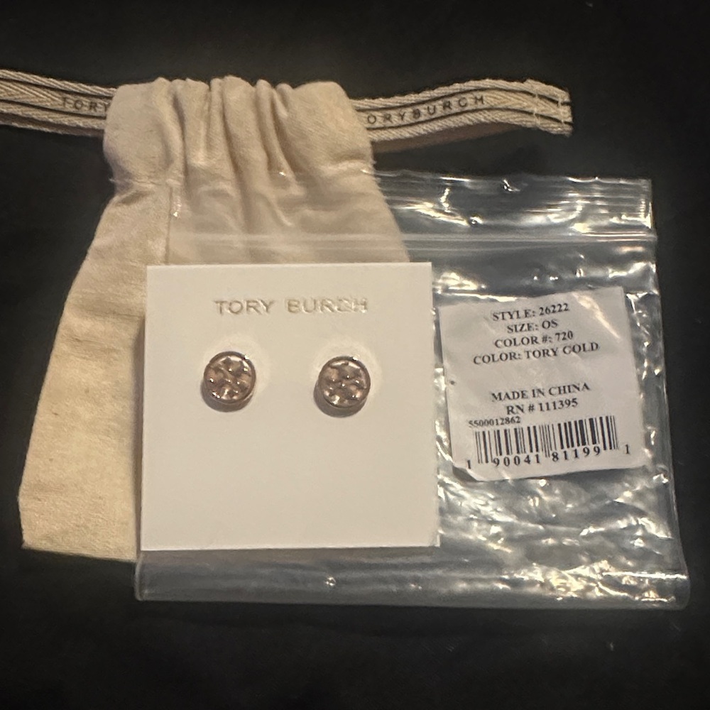 Tory Burch Gold Logo Stud Earrings